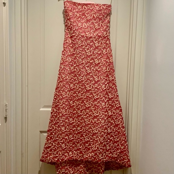 Agne’s b. formal strapless pink ribbon dress